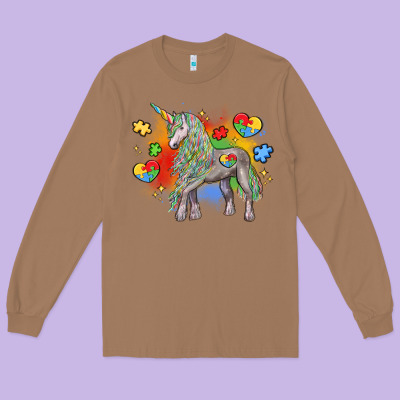 Autism Unicorn Long Sleeve Tee Designed By Lillyallendesigns