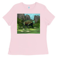 Bubblegum Pink ankylosaurus tumbler Ladies Tee - Artiststas