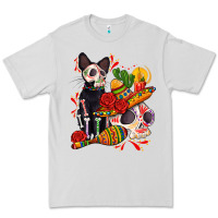 Dove Grey mexican dead day with skeleton cat Premium Tee - AdoDesignShop
