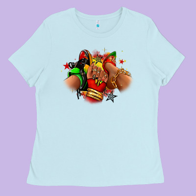 Juneteenth Sneaker And Heel Afro Woman Ladies Tee Designed By Ranaportraitstore