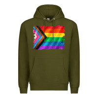 Army Green Pride flag background Premium Hoodie - CowGirlArtShop