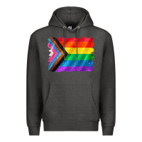 Charcoal Heather Pride flag background Premium Hoodie - CowGirlArtShop