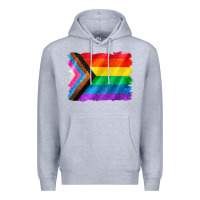 Heather Grey Pride flag background Premium Hoodie - CowGirlArtShop