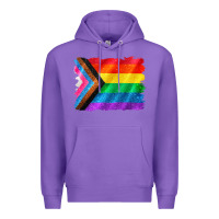 Purple Pride flag background Premium Hoodie - CowGirlArtShop