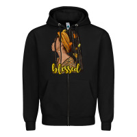 Black Fall afro woman blessed Zipper Hoodie - NancyCooperArtShop