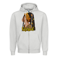 Dove Grey Fall afro woman blessed Zipper Hoodie - NancyCooperArtShop