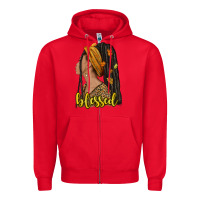 Red Fall afro woman blessed Zipper Hoodie - NancyCooperArtShop