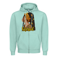 Seafoam Fall afro woman blessed Zipper Hoodie - NancyCooperArtShop