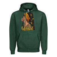 Sports Green Fall afro woman blessed Zipper Hoodie - NancyCooperArtShop
