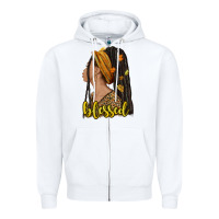 White Fall afro woman blessed Zipper Hoodie - NancyCooperArtShop