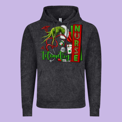 Grinch Hand Telemetry Nurse Vintage Hoodie Designed By Nancycooperartshop