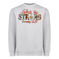 Heather Grey Western She Is Strong Heavyweight Sweatshirt - LillyAllenDesigns