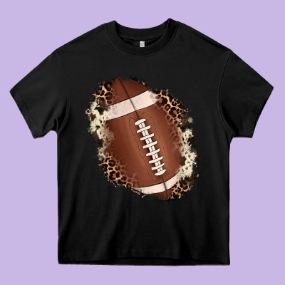 Football Cowhide Leopard Patch Heavy Core Tee Designed By Jahusdesignshop