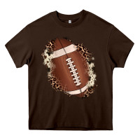 Chocolate Brown football cowhide leopard patch Heavy Core Tee - JahusDesignShop