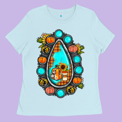 Gemstone Pumpkin Fall Ladies Tee Designed By Jahusdesignshop