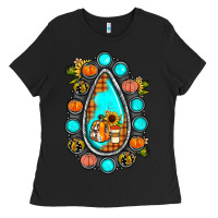 Black gemstone pumpkin fall Ladies Tee - JahusDesignShop