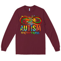 Burgundy autism awareness butterfly infinity symbol Long Sleeve Tee - LillyAllenDesigns