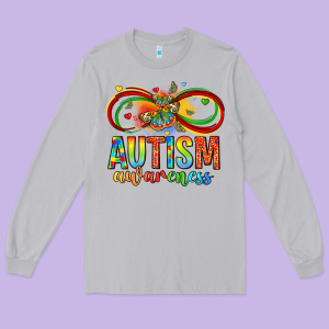 Autism Awareness Butterfly Infinity Symbol Long Sleeve Tee Designed By Lillyallendesigns