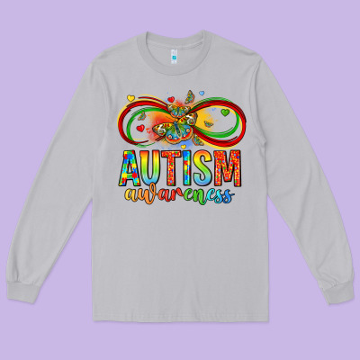 Autism Awareness Butterfly Infinity Symbol Long Sleeve Tee Designed By Lillyallendesigns
