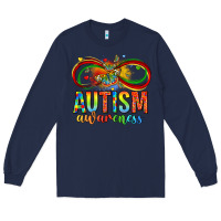 Navy autism awareness butterfly infinity symbol Long Sleeve Tee - LillyAllenDesigns