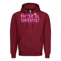 Burgundy breast cancer physical therapist Zipper Hoodie - texasbilliewilder