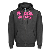Charcoal Heather breast cancer physical therapist Zipper Hoodie - texasbilliewilder