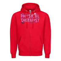 Red breast cancer physical therapist Zipper Hoodie - texasbilliewilder