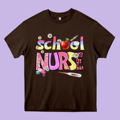 School Nurse Heavy Core Tee Designed By Bundleandbundleshop