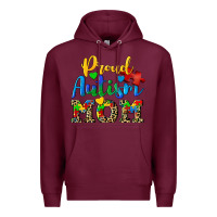 Burgundy proud autism mom Premium Hoodie - CowGirlArtShop