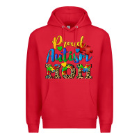 Red proud autism mom Premium Hoodie - CowGirlArtShop