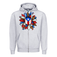 Heather Grey puerto rico sunflower Zipper Hoodie - texasbilliewilder