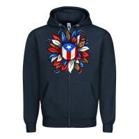 Navy puerto rico sunflower Zipper Hoodie - texasbilliewilder