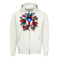 Oatmeal Heather puerto rico sunflower Zipper Hoodie - texasbilliewilder