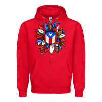 Red puerto rico sunflower Zipper Hoodie - texasbilliewilder