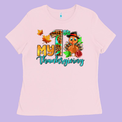 My First Thanksgiving With Turkey Ladies Tee Designed By Adodesignshop