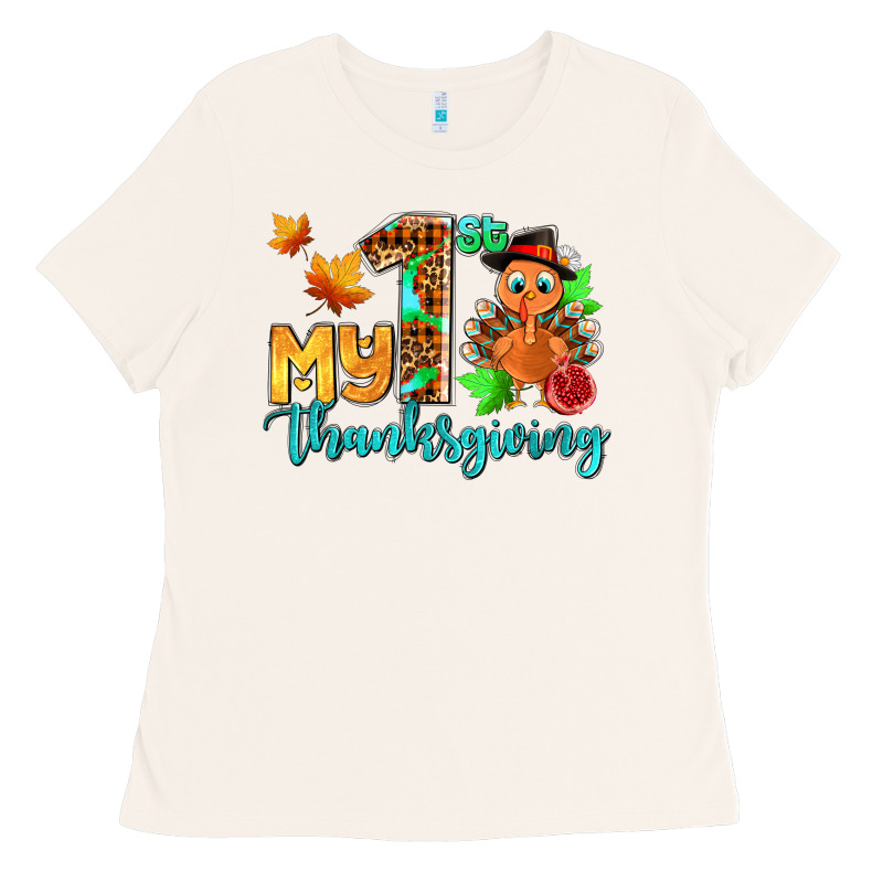 My First Thanksgiving With Turkey Ladies Tee by AdoDesignShop | Teevron