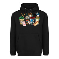 Black Baseball coffee cups Heavyweight Hoodie - HowdyJamesFarm