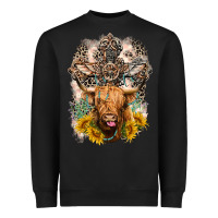 Black Western Heifer Cow with crosses Heavyweight Sweatshirt - LillyAllenDesigns