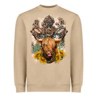 Mushroom Western Heifer Cow with crosses Heavyweight Sweatshirt - LillyAllenDesigns