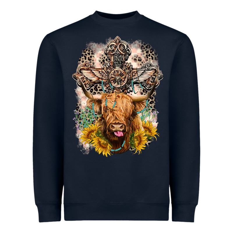 Western Heifer Cow With Crosses Heavyweight Sweatshirt by LillyAllenDesigns | Teevron