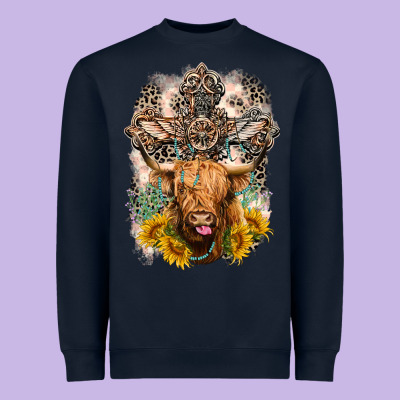 Western Heifer Cow With Crosses Heavyweight Sweatshirt Designed By Lillyallendesigns