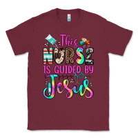 Burgundy this nurse is guided by jesus Classic Tee - JahusDesignShop