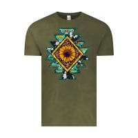 Vintage Olive aztec leopard sunflower Vintage Tee - JahusDesignShop