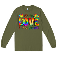 Army Green all for love and love for love Long Sleeve Tee - LillyAllenDesigns