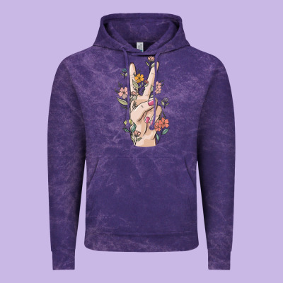 Hand Peace Sign Vintage Hoodie Designed By Maliassmallbusiness