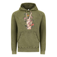 Vintage Olive hand peace sign Vintage Hoodie - MaliasSmallBusiness