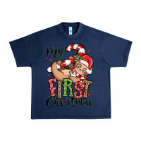 Navy my first christmas cute christmas sloth Urban Heavy Tee - MaliasSmallBusiness