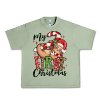 Oil Green my first christmas cute christmas sloth Urban Heavy Tee - MaliasSmallBusiness