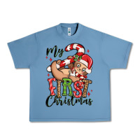 Pebble Blue my first christmas cute christmas sloth Urban Heavy Tee - MaliasSmallBusiness