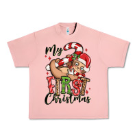 Salmon my first christmas cute christmas sloth Urban Heavy Tee - MaliasSmallBusiness